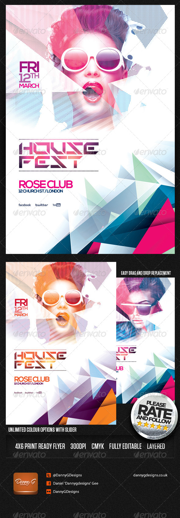 House Fest Flyer Template PSD - Clubs & Parties Events