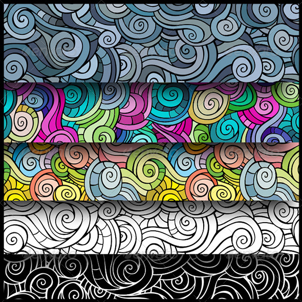 Curls Seamless Pattern Set Curls Seamless Pattern Set