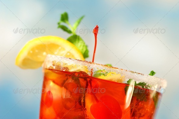Closeup of tropical drink