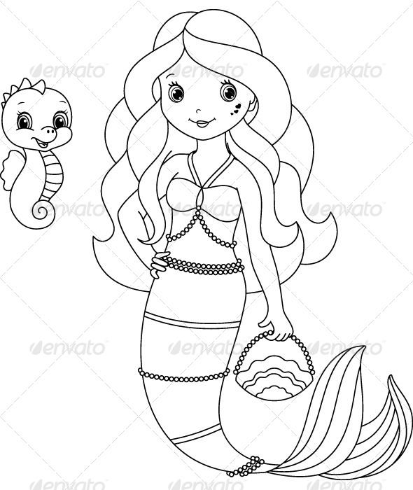 queen mermaid coloring pages - photo #45