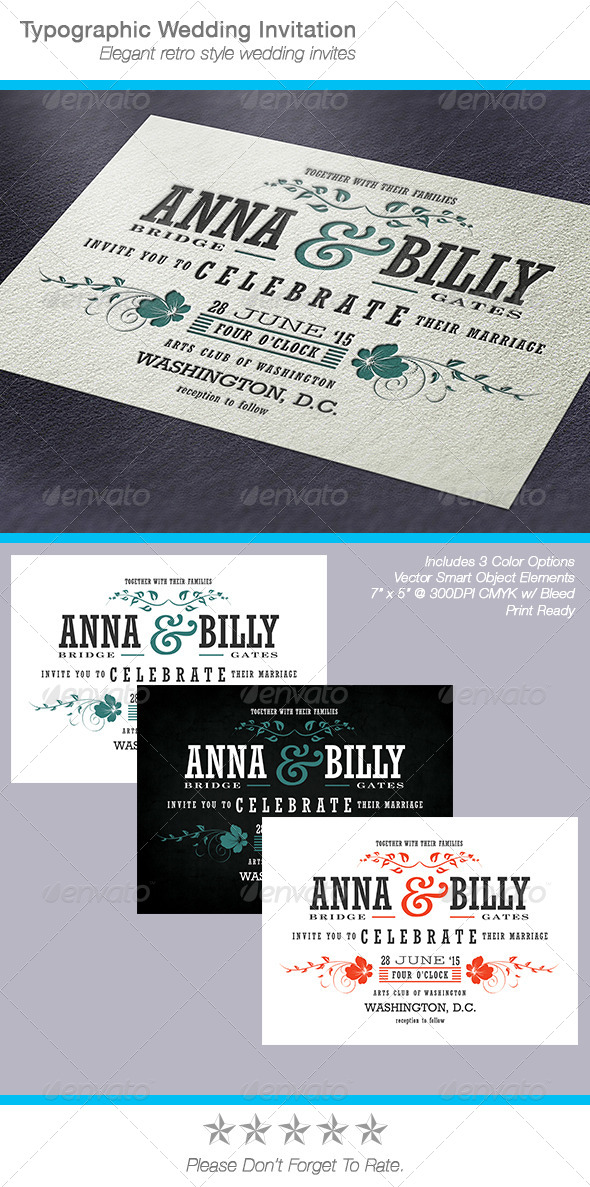Typographic Wedding Invitation Typographic Wedding Invitation