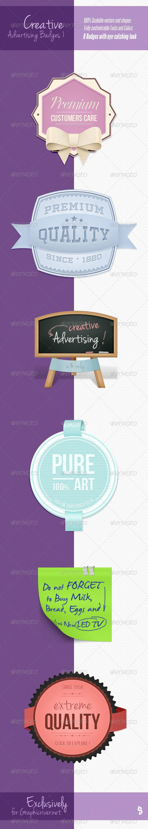 Creative Advertising Badges 1 - Badges & Stickers Web Elements