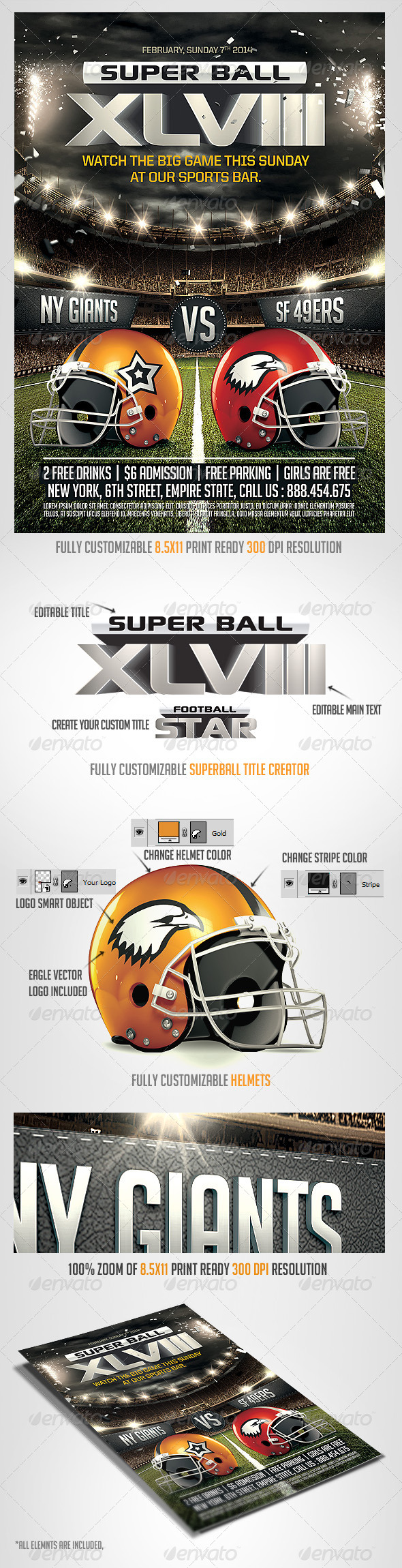 Super Ball Football Flyer Template - Sports Events