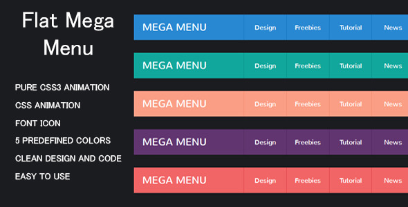 CSS3 Flat Mega Menu - CodeCanyon Item for Sale