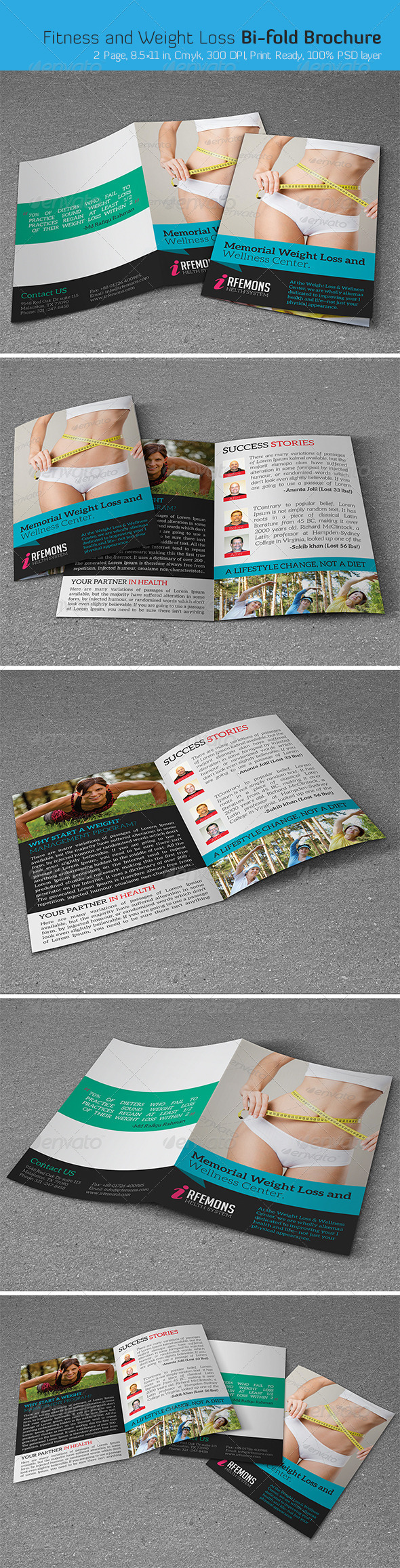 Fitness and Weight Loss Bi-fold Brochure Fitness and Weight Loss Bi-fold Brochure