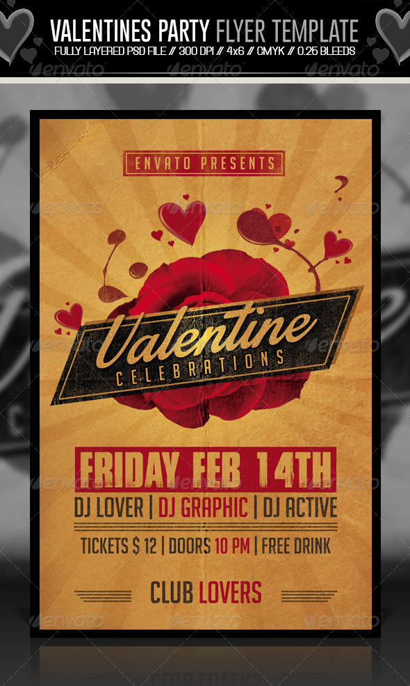 Valentines Party Flyer Retro