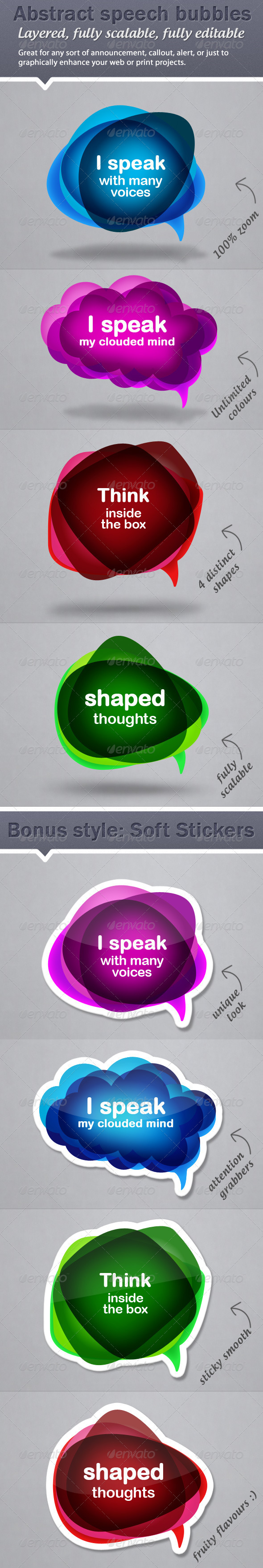 Colourful Abstract Speech Bubble Callouts Colourful Abstract Speech Bubble Callouts