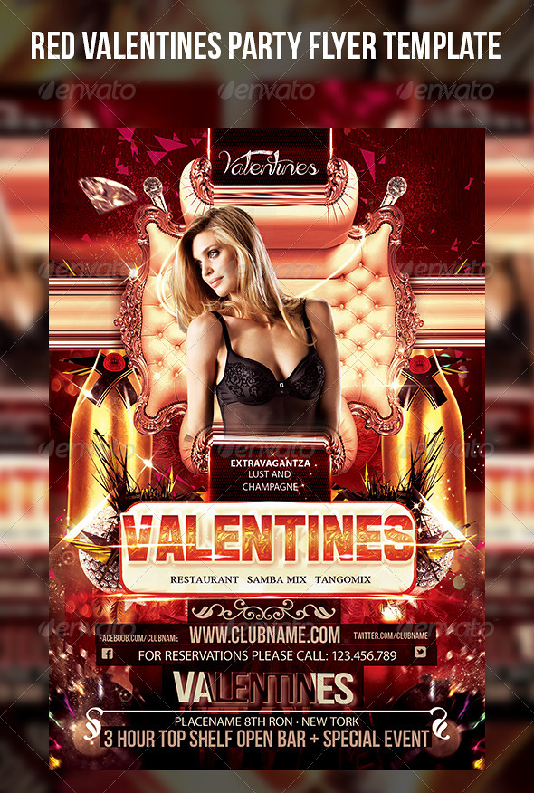 Red Valentines Party Flyer Template