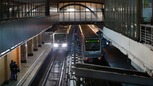 Trains at Metro Station in Moscow 1 Trains at Metro Station in Moscow 1