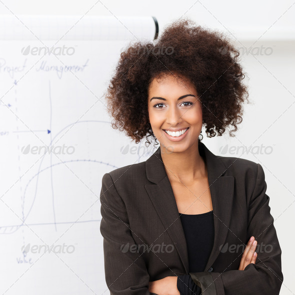 Confident smiling African American woman - Stock Photo - Images