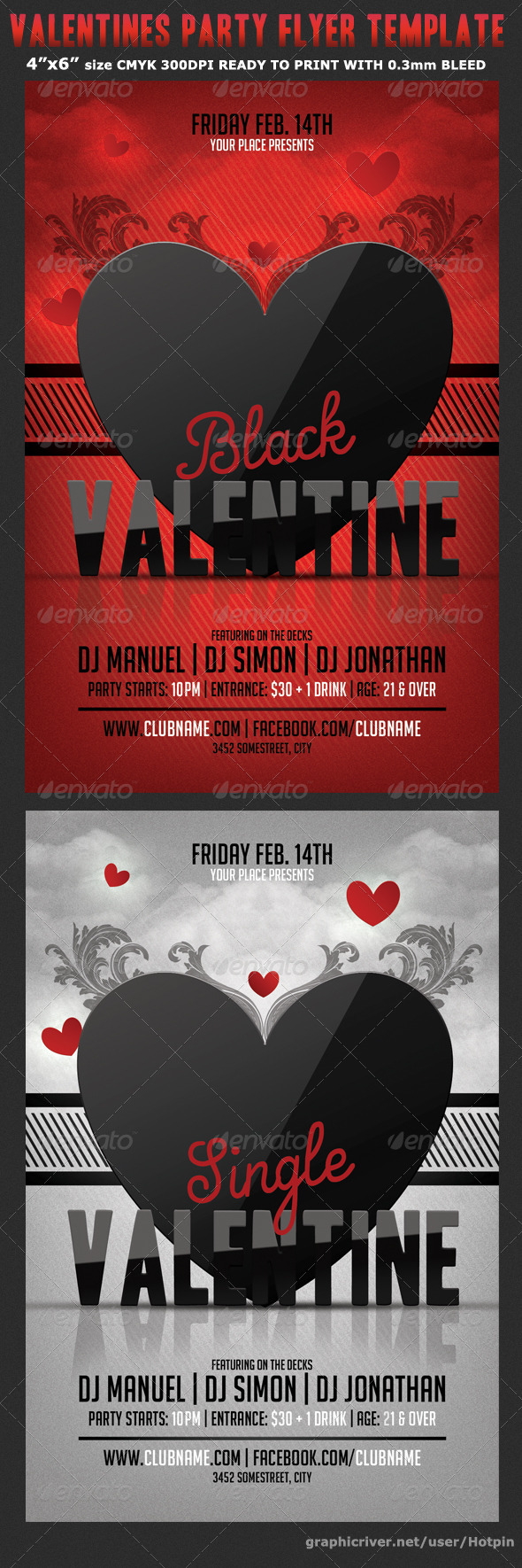 Black Valentine Party Flyer Template
