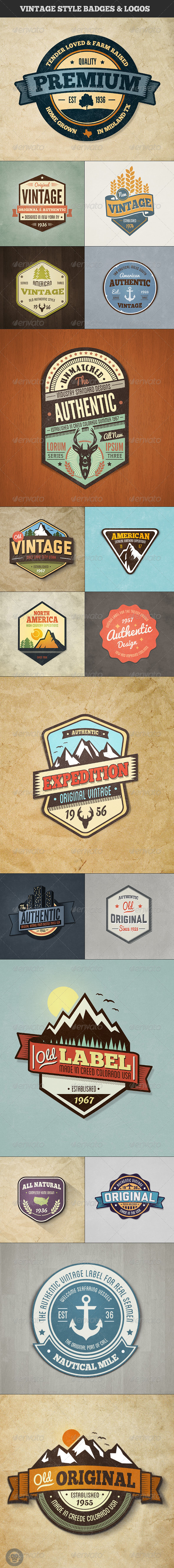 Vintage Style Badges and Logos - Colored Vol 3 - Badges & Stickers Web Elements
