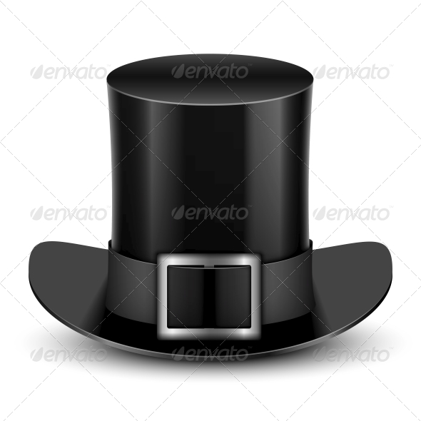 Black Top Hat With Metallic Buckle Black Top Hat With Metallic Buckle