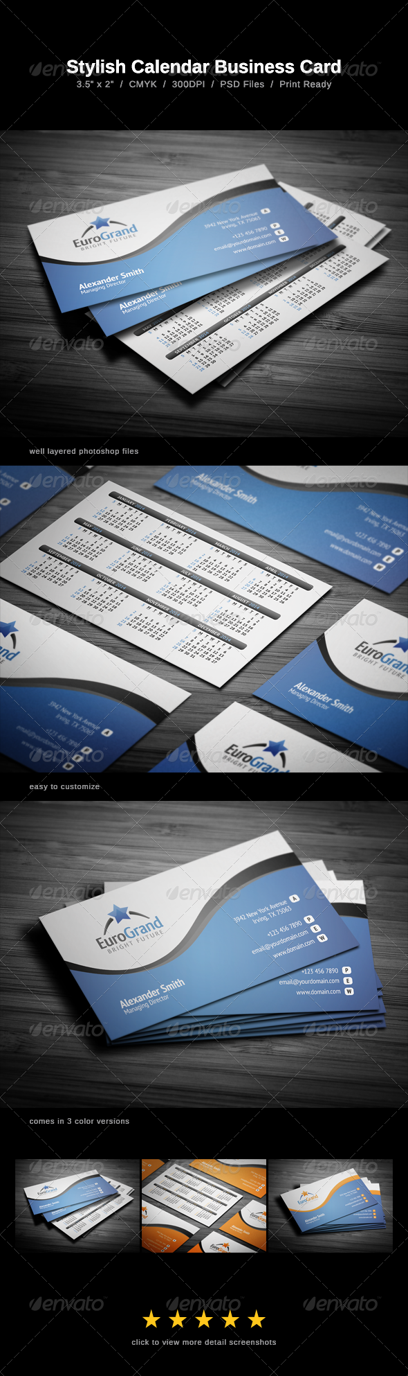 Stylish Calendar Business Card Stylish Calendar Business Card