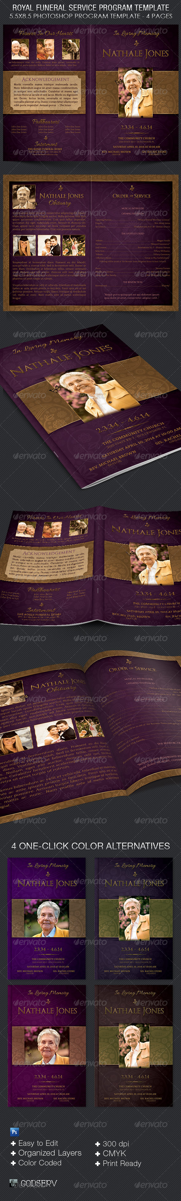 Royal Funeral Service Program Template - Informational Brochures