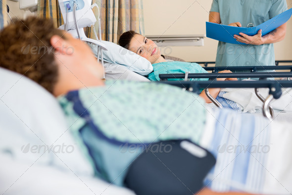 Patient's Looking At Each Other In Hospital Ward (Misc) Photo Download