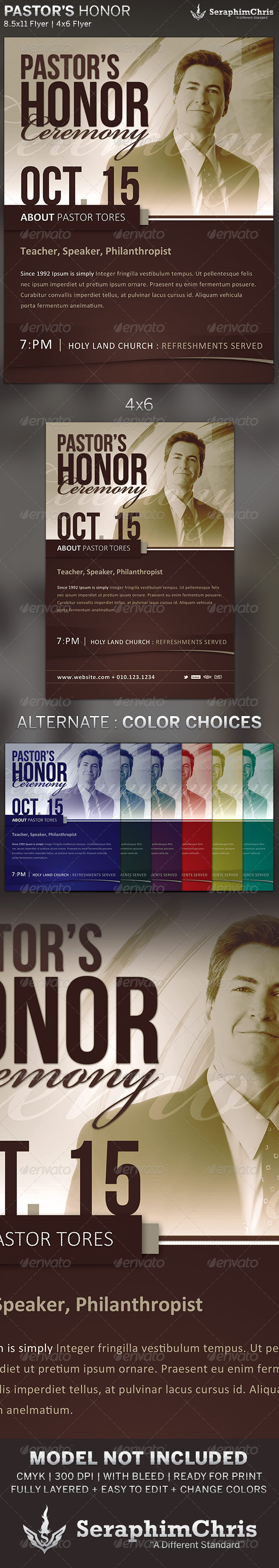 Pastor's Honor: Church Flyer Template - Church Flyers