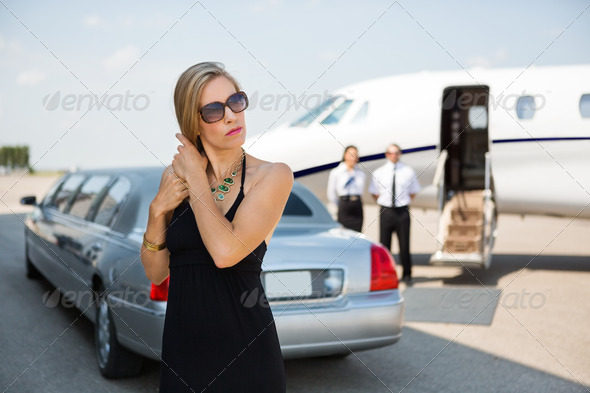 Elegant Woman At Airport Terminal