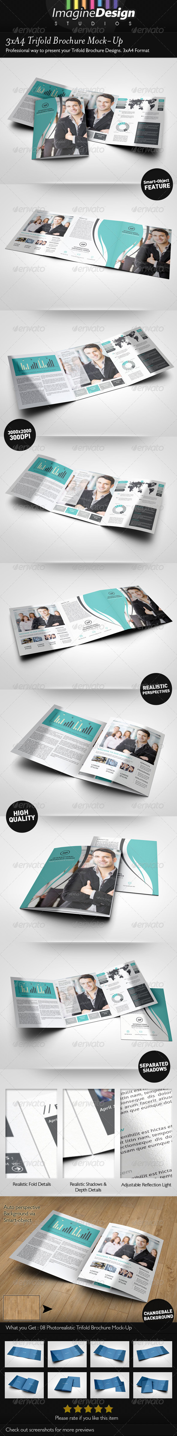 3xA4 Trifold Brochure Mock-Up 3xA4 Trifold Brochure Mock-Up