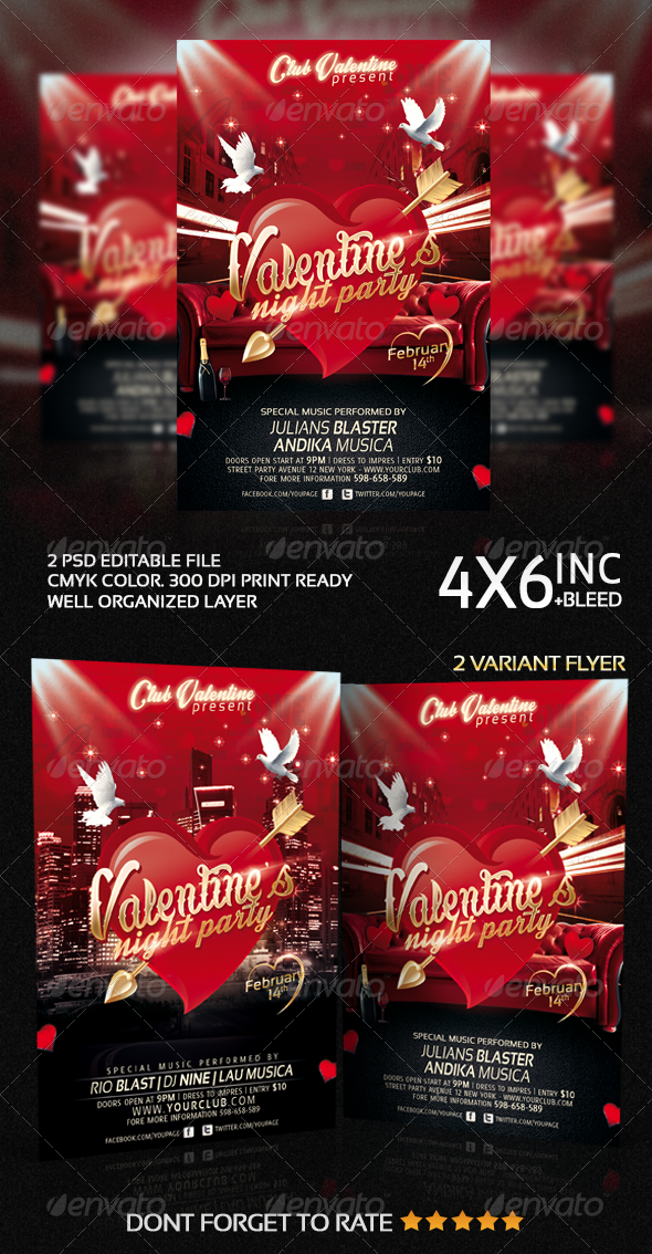 Valentines Night Party Flyer Template