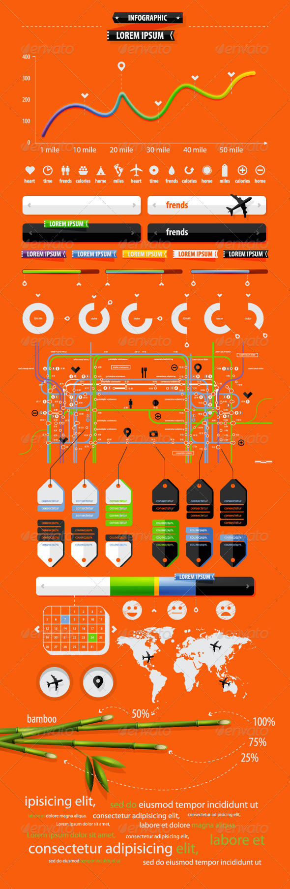 GraphicRiver Elements of infographics with bamboo tree 702655 GraphicRiver Elements of infographics with bamboo tree 702655