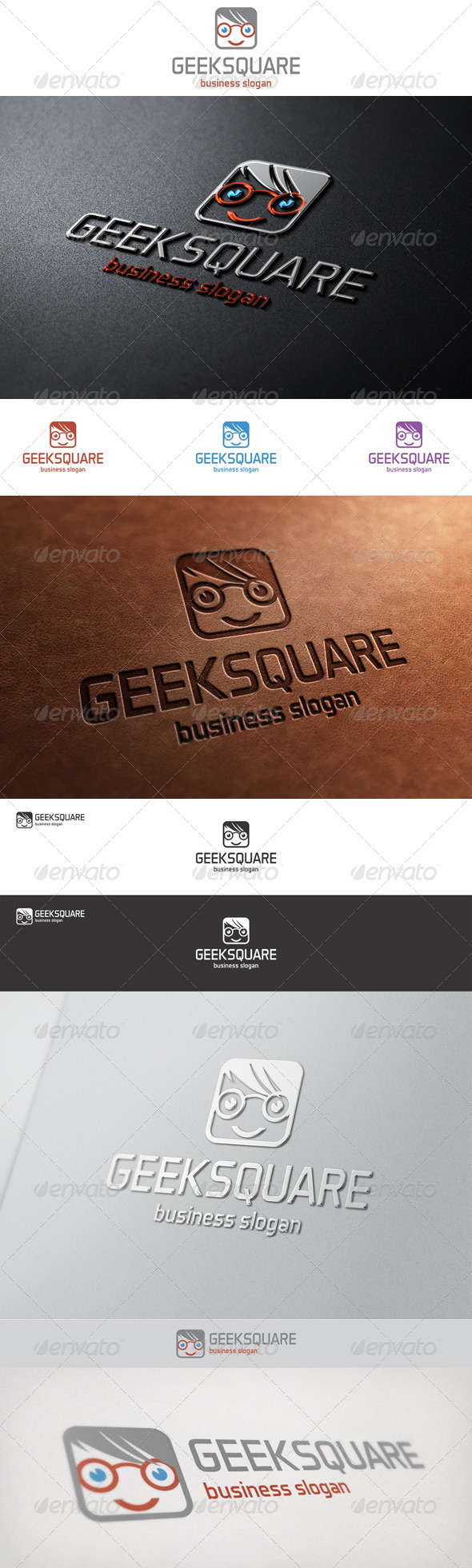 Geek Square Face Logo - Humans Logo Templates
