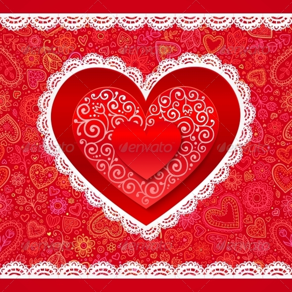 Lacy Valentines Day Hearts Greeting Card