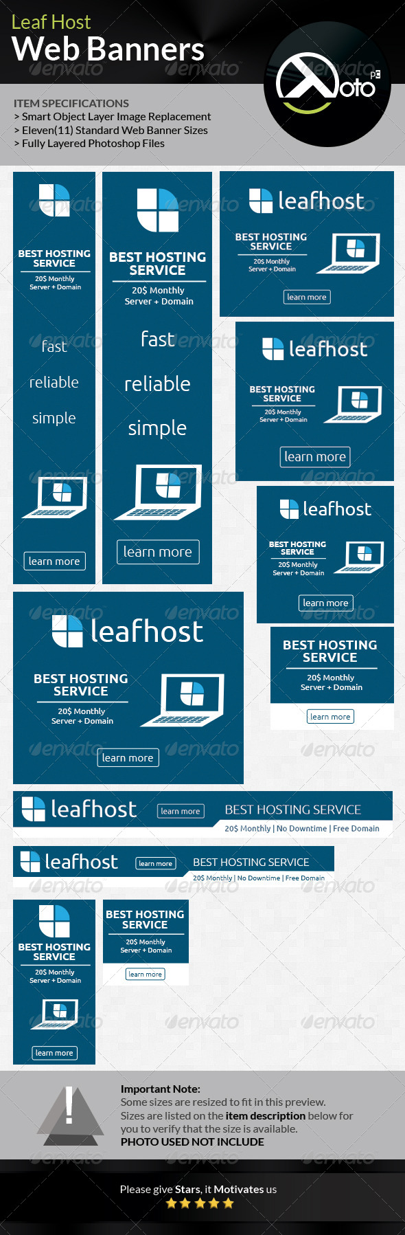 Leaf Host Online Hosting Web Banners - Banners & Ads Web Elements