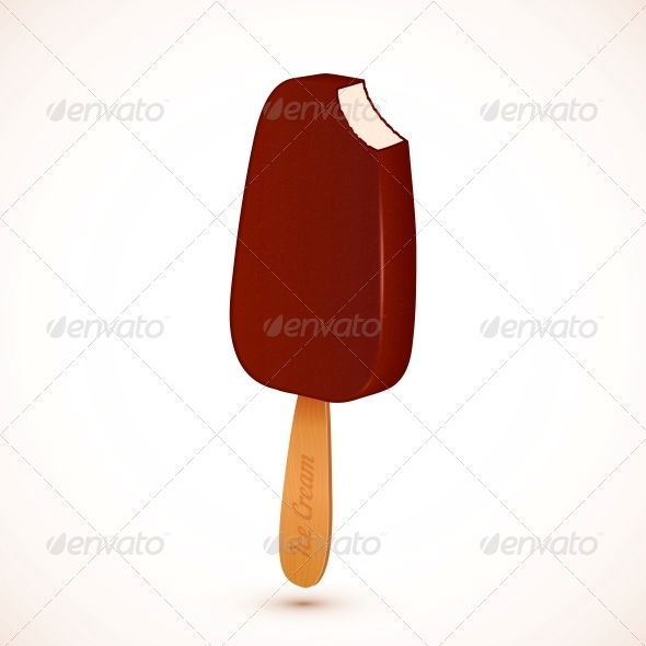 Ice Cream Covered with Chocolate on Wooden Stick