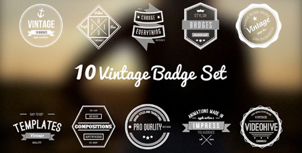 10 Animated Vintage Badges Set 10 Animated Vintage Badges Set