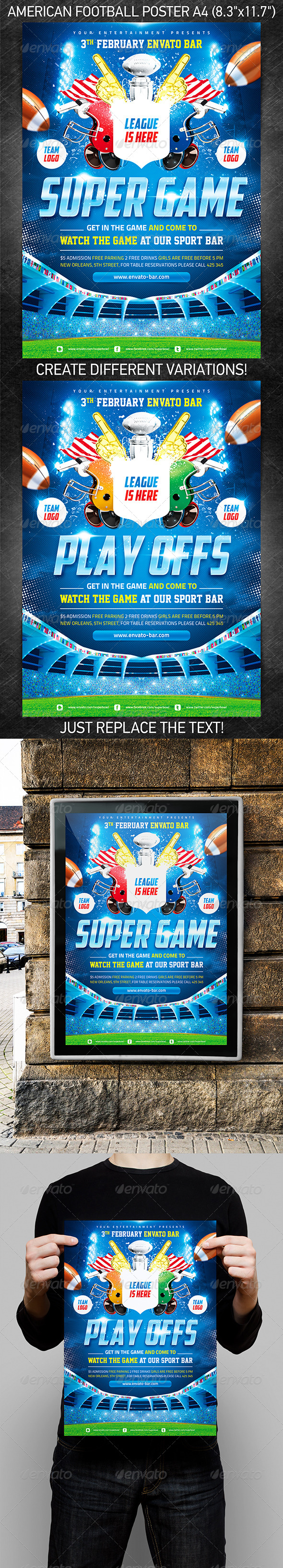 American football Super Game poster - Sports Events