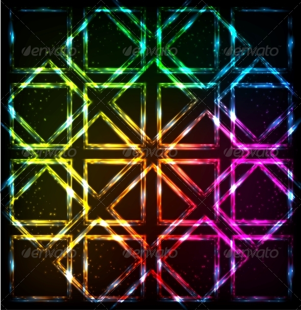 Shining Neon Lights Rainbow Squares Background Shining Neon Lights Rainbow Squares Background