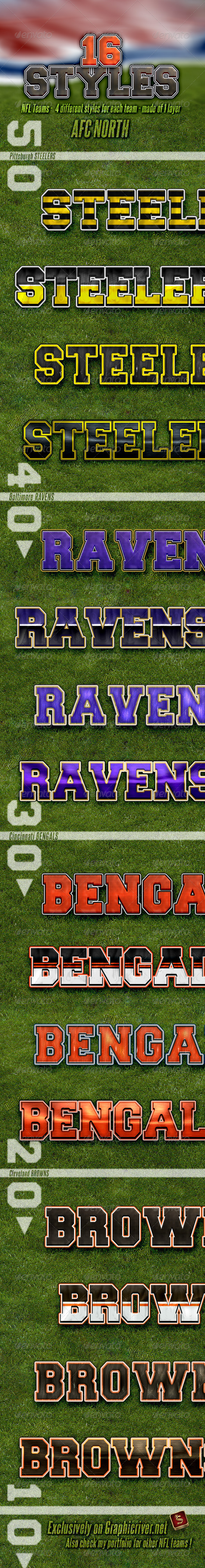 NFL Football Styles - AFC North - Styles Photoshop