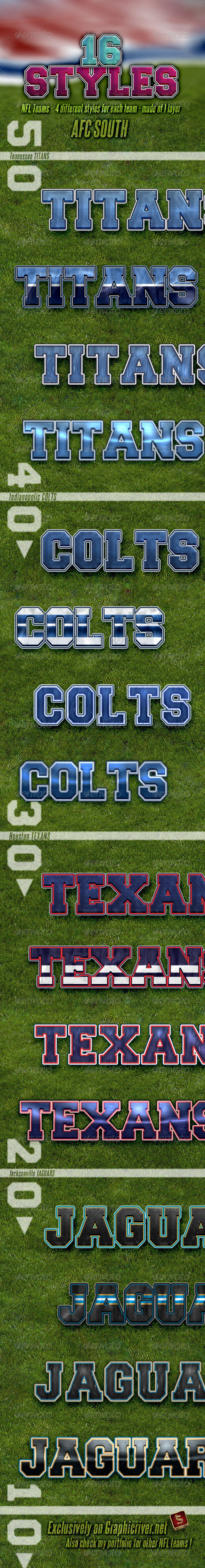 NFL Football Styles - AFC South - Styles Photoshop