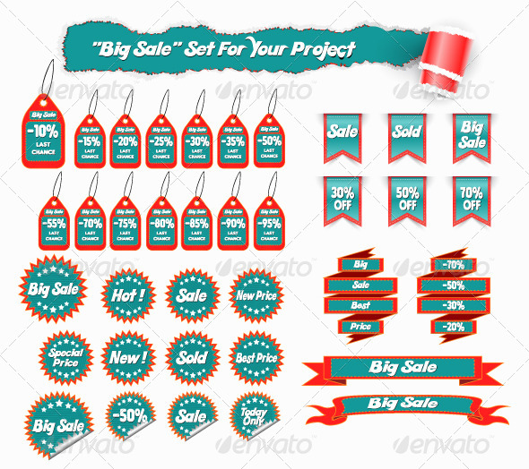 Big Sale Set of Stickers and Tags Big Sale Set of Stickers and Tags