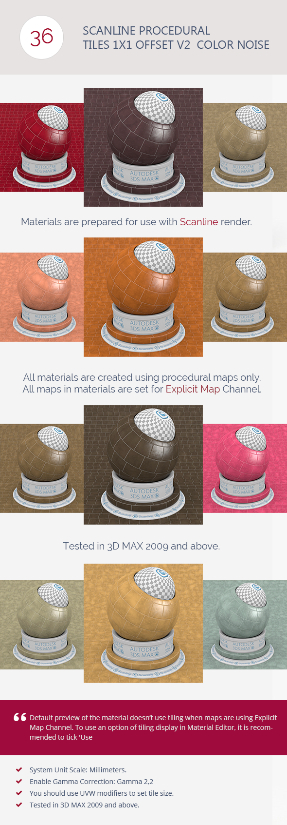 Scanline Procedural Tiles 1x1 Offset V2 Color Noi - 3DOcean Item for Sale