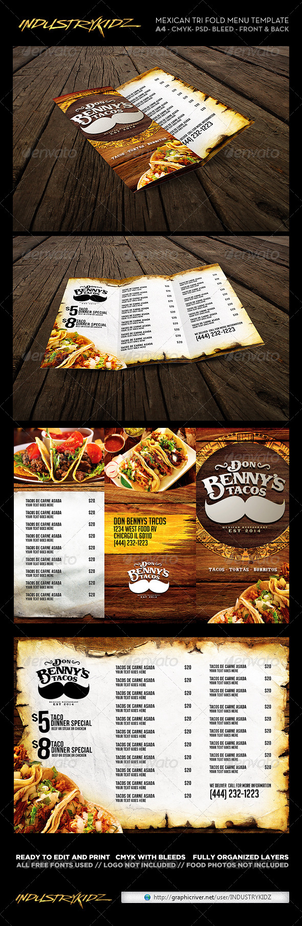 Trifold Mexican Menu Template