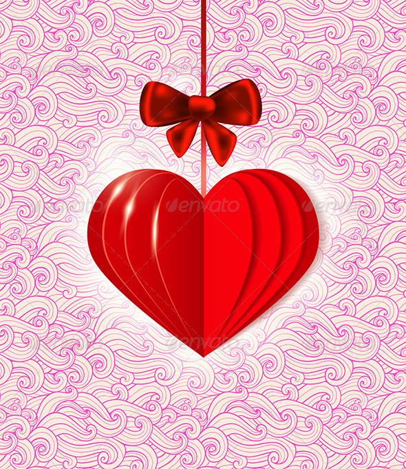 Background with Red Paper Heart Background with Red Paper Heart