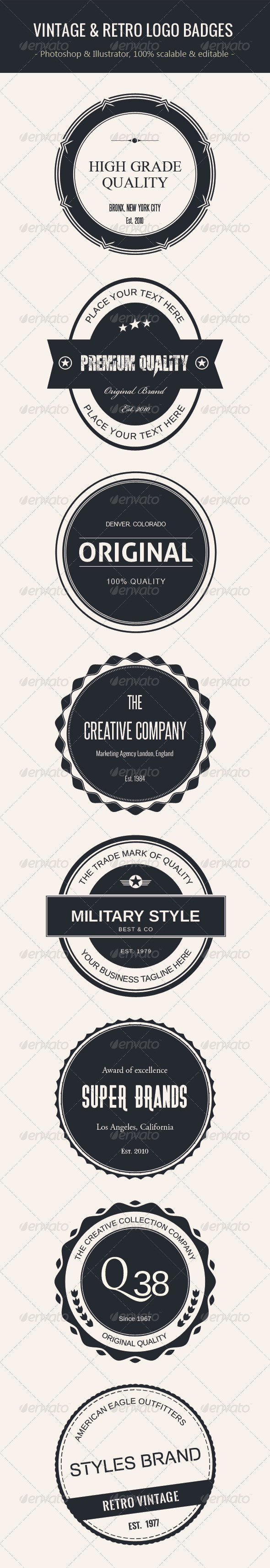 Vintage & Retro Logo Badges Set Vintage & Retro Logo Badges Set