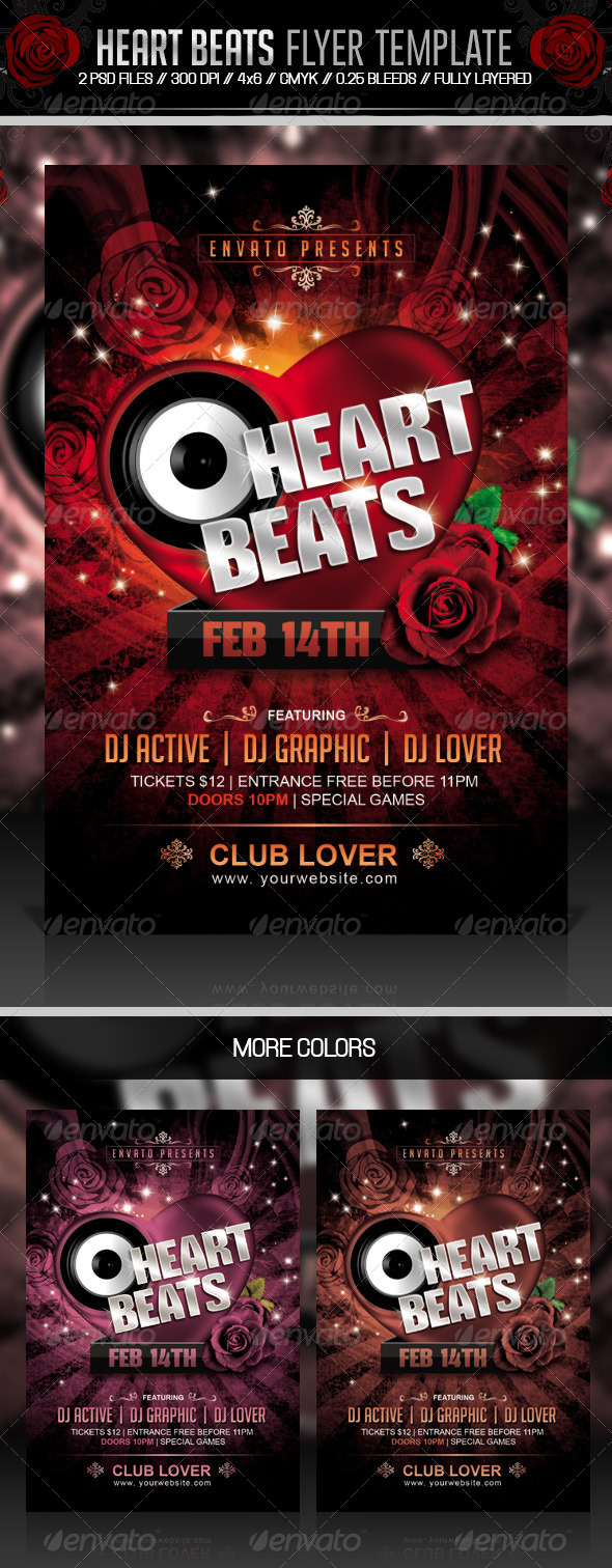 Heart Beats Valentines Party Flyer