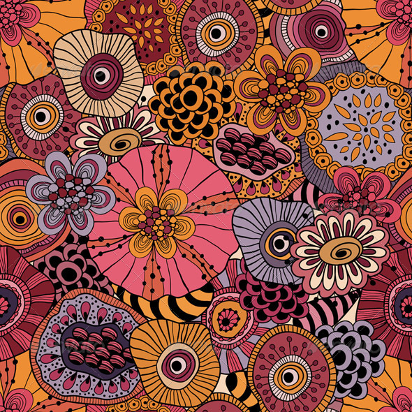 Vector Abstract Seamless Floral Composition Vector Abstract Seamless Floral Composition