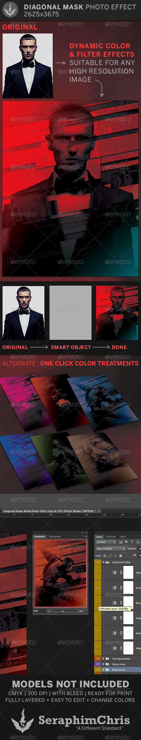 Diagonal Mask Photo Effect Template - Artistic Photo Templates