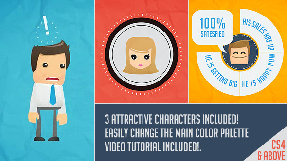 Three Characters Promoting App Website Service Three Characters Promoting App Website Service