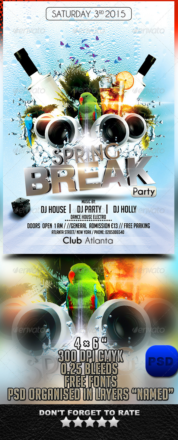 Hot Spring Break Flyer Template