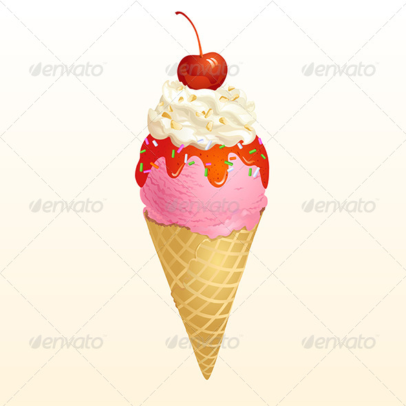 Strawberry Ice cream cone