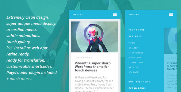 Vibrant - A Super Sharp WordPress Mobile Theme