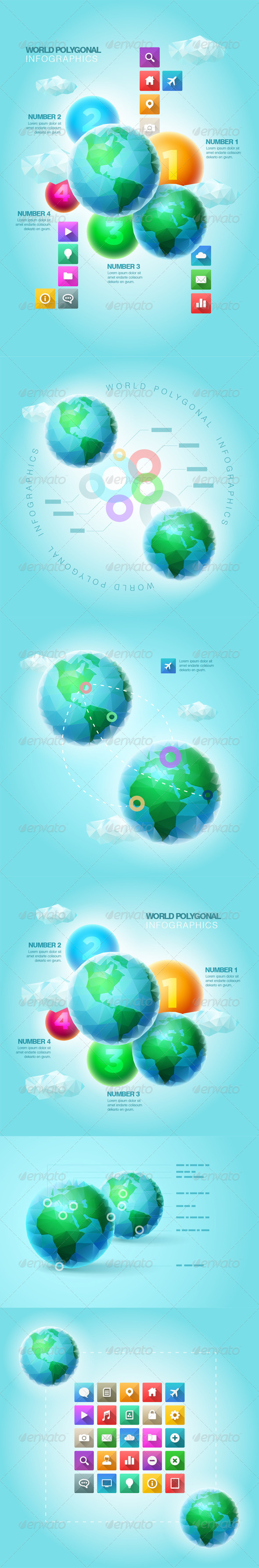 GraphicRiver Polygonal World Infographic Template Set 6758257 GraphicRiver Polygonal World Infographic Template Set 6758257