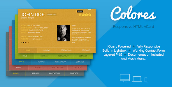 Colores - Responsive HTML5 vCard