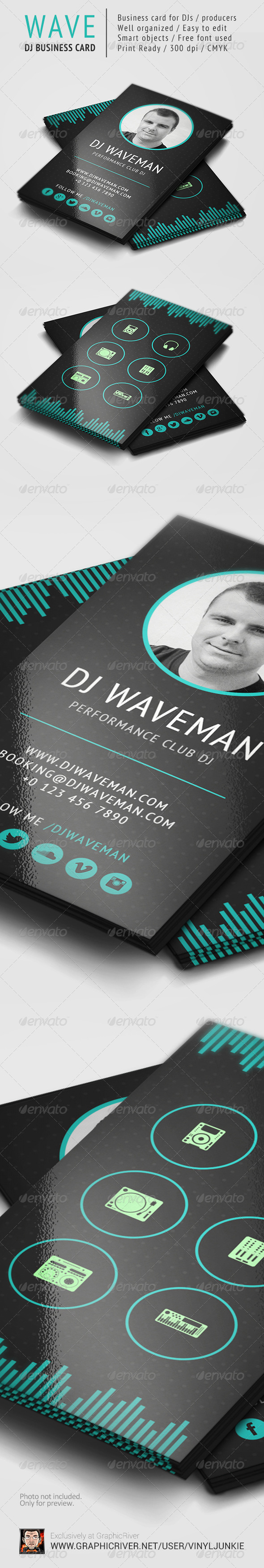 WAVE DJ Business Card Template WAVE DJ Business Card Template