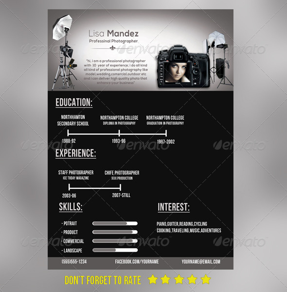 Simple photographer Resume Simple photographer Resume